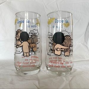 Vintage Love Is Cartoon Glass